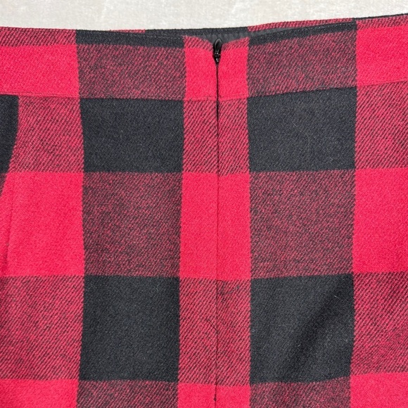 J.Crew Factory Wool Blend Harvest Plaid Buffalo Red Black Mini Skirt Size 12 - Picture 13 of 16